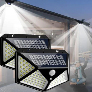 

Solar Light Outdoor Lamp Motion Sensor 100 Led Built in Battery Powered Sunlight Waterproof Street Light for Garden Decoration