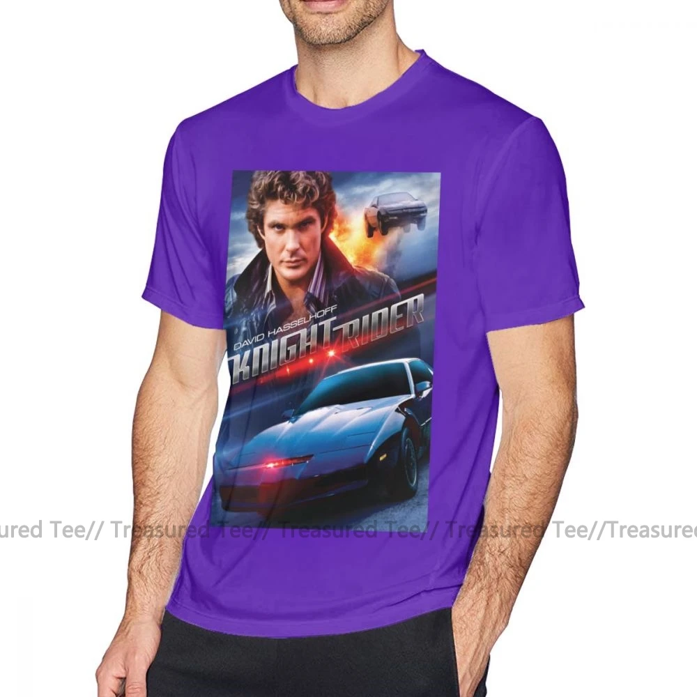 Knight Rider, футболка, Knight Rider-Hasselhoff, футболка с коротким рукавом, плюс размер, футболка, летняя Милая Мужская футболка из 100 хлопка - Color: Purple