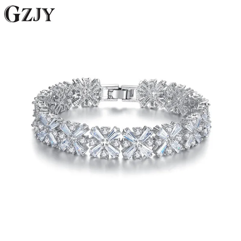 GZJY модный стиль белое золото цвет квадратный AAA циркон браслеты для женщин Роскошные Свадебные невесты ювелирные изделия подарок