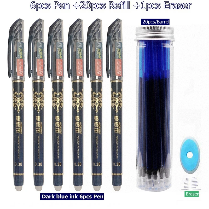 V-27pc-Set-Dark blue 27 шт./компл. со стирающимися чернилами гелевая ручка синие чернила 0,5 мм моющиеся ручка милые ручки пополнения стержни для школы ручка пишущие инструменты симпатичные канцелярские принадлежности - Цвет: V-27pc-Set-Dark blue