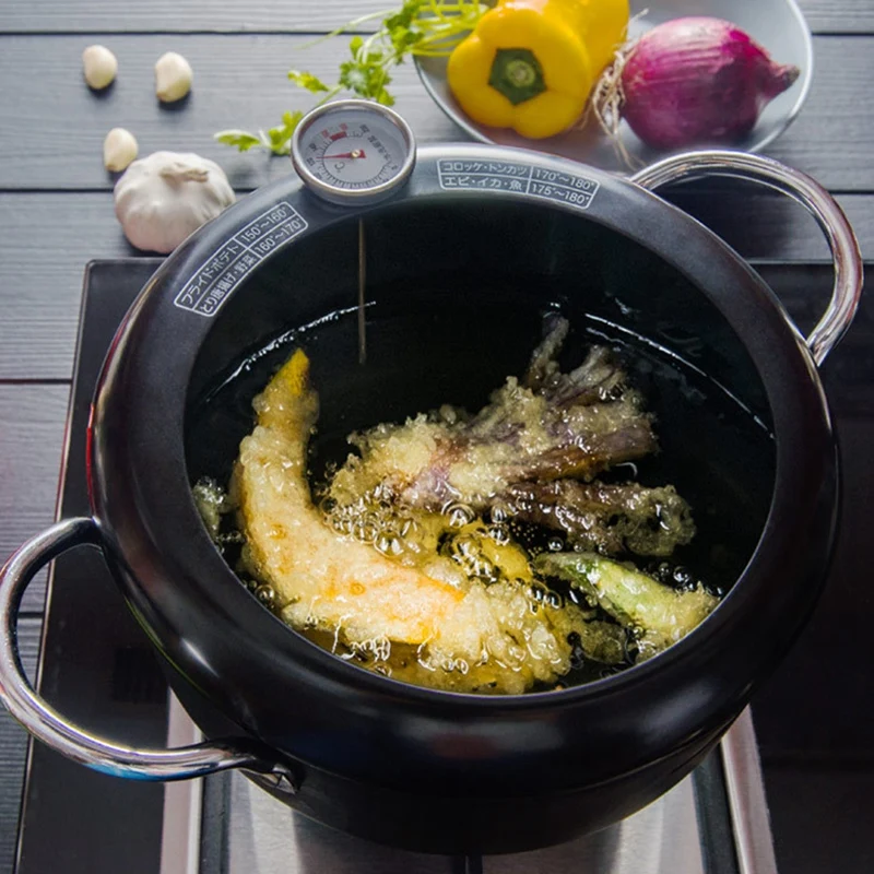 Tempura сковорода японский стиль фритюрница портативные горшки для жарки с термометром индукционная плита газовая плита с антипригарным покрытием кухня