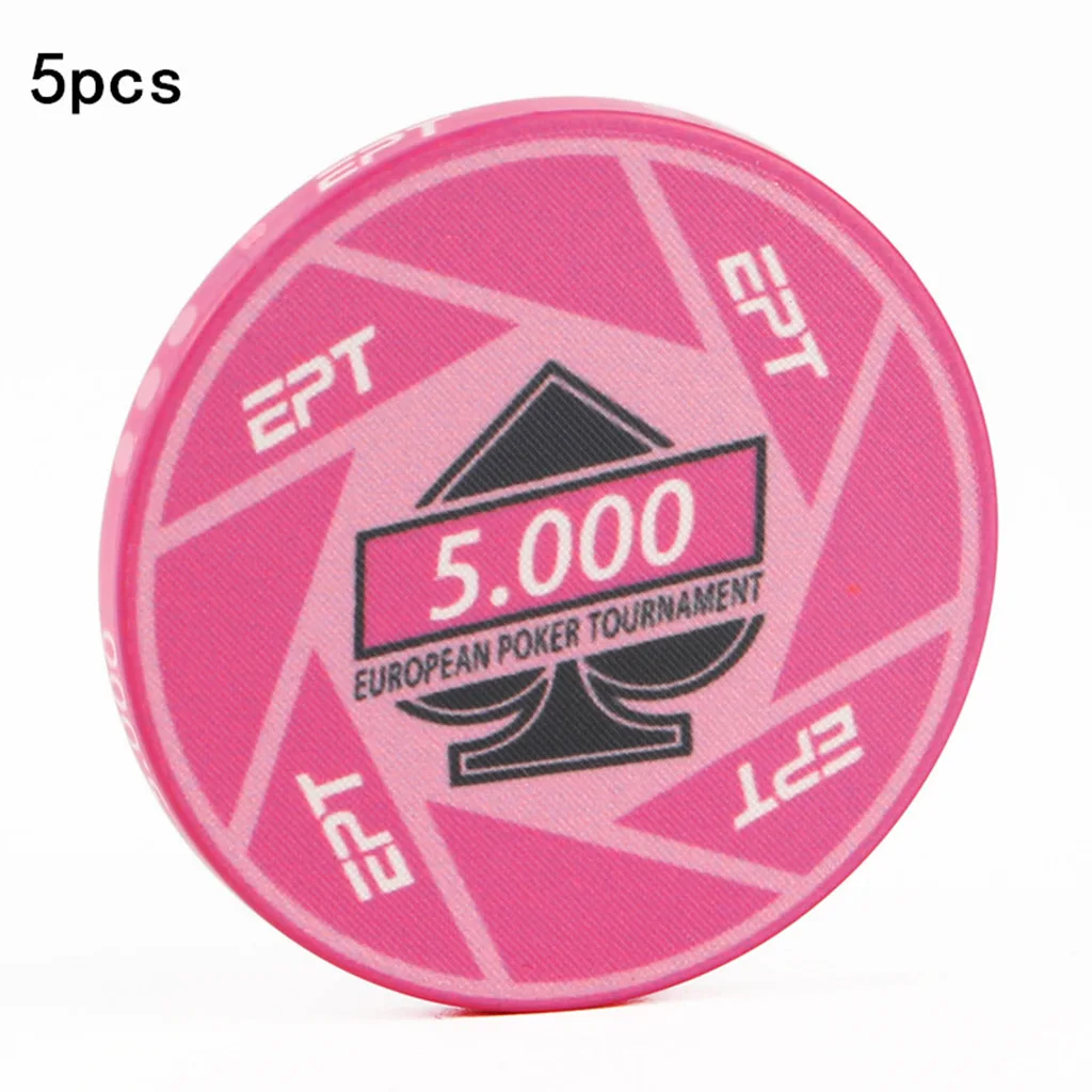 Face value-5000 5 шт. EPT керамические Техасские покерные фишки профессиональные казино Pokerstars круглые монеты - Цвет: Face value-5000