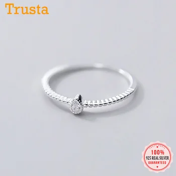 

Trustdavis Genuine 925 Sterling Silver Sweet Water Drop Dazzling CZ Finger Rings Wonderful For Women Girls Teen Lady's Gift DA58