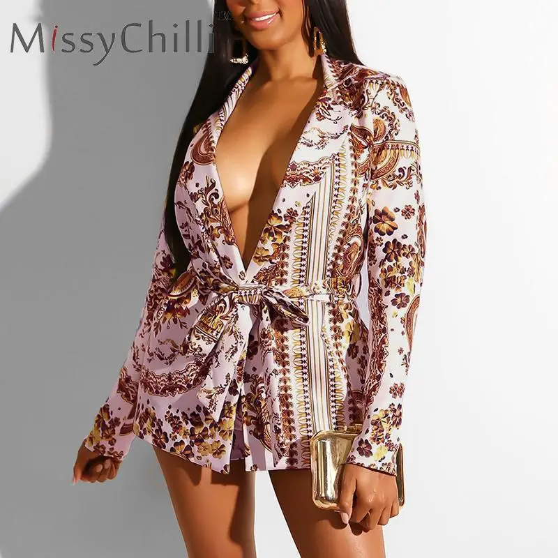 MissyChilli Пейсли Модный бандажный пояс женский комбинезон женский сексуальный комбинезон из двух частей осенние вечерние комбинезоны