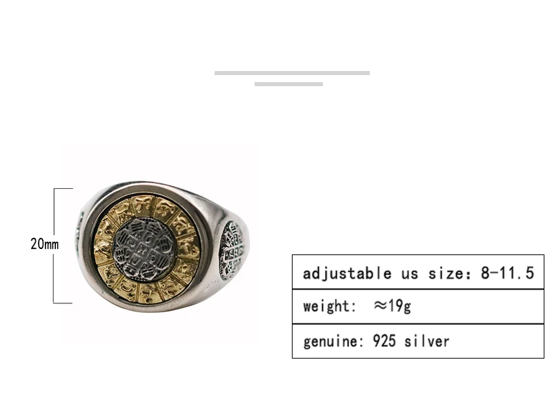 Etnische Draaibaar Paar кольцо Echt 925 пробы zilveren Sieraden Tai Chi Знаки зодиака кольцо Mannen Vrouwen Sieraden