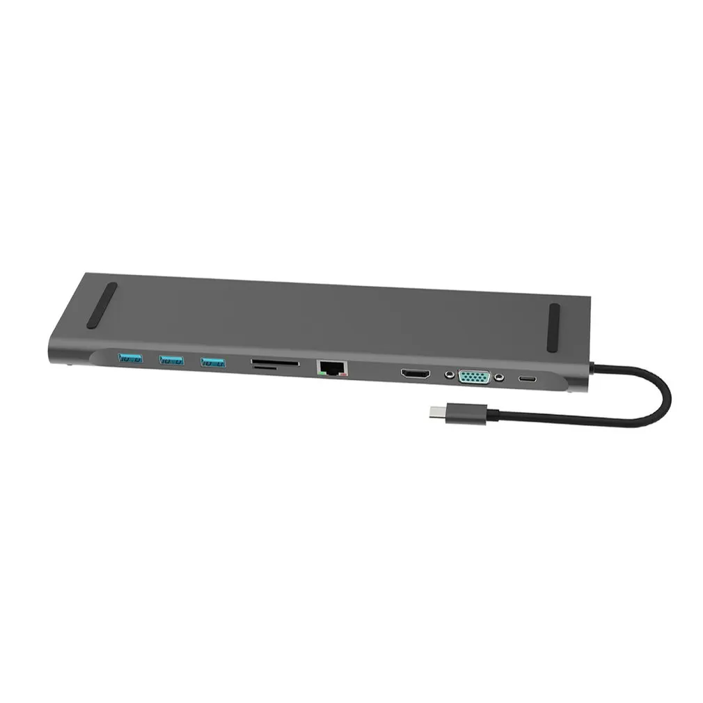 

10 in 1 Aluminium Alloy HUB 4K USB Type-C to USB 3.0 TF HDMI VGA RJ45 Mini DP Docking Station For MacBook ULTRA-BASIC
