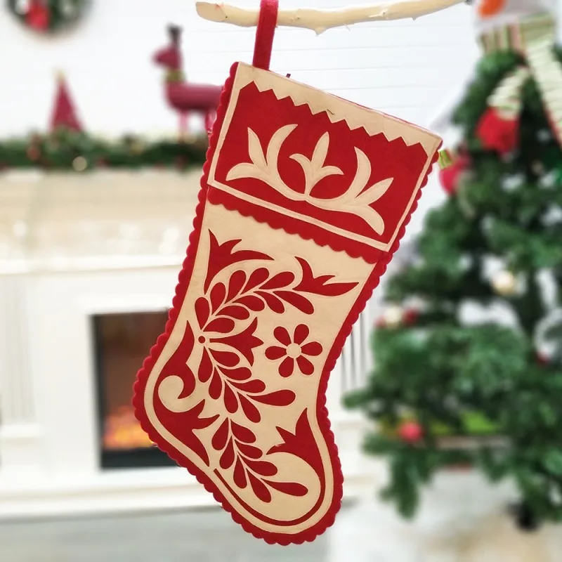 

Christmas Stocking Large Gift Holding Bag Embroidery Stocking Kid Children Toy Storage Party Xmas Tree Hanging Decoration