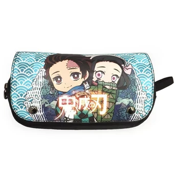 

Anime Demon Slayer: Kimetsu No Yaiba Pencil Case Large Capacity Multi-Functional Double Zipper Canvas Students School Supplies
