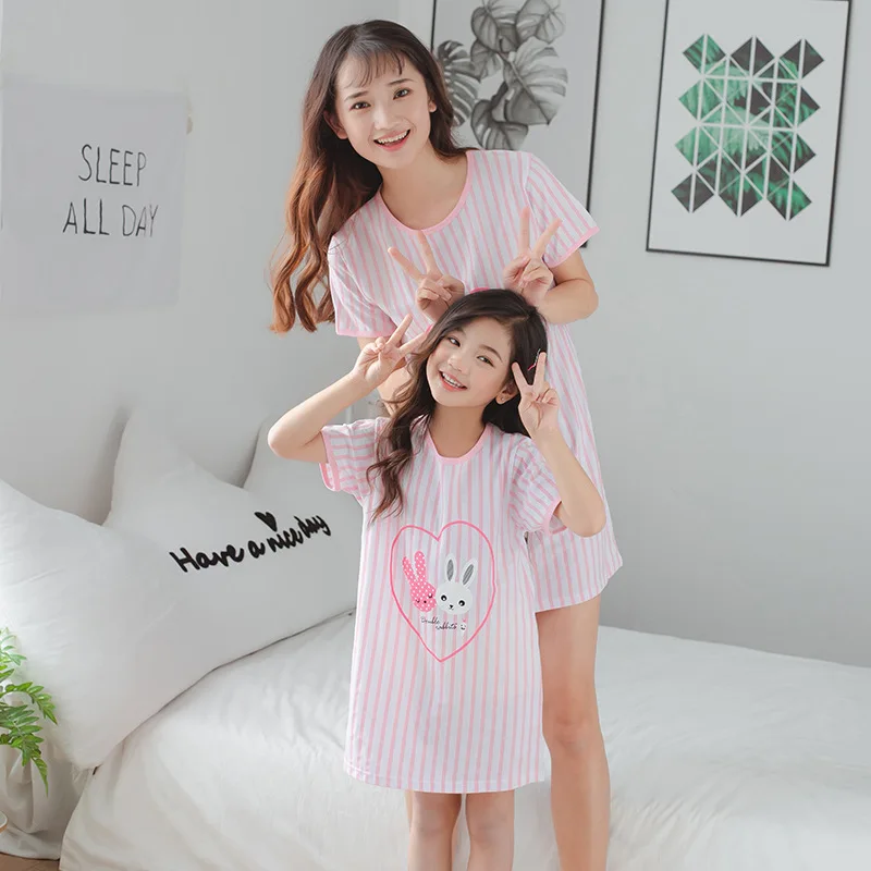 XB-dress Ночные рубашки для мамы и дочки; платья для девочек; детские пижамы; Семейные комплекты; женская одежда для сна; пижамы для малышей; платье для мамы и дочки - Цвет: XB-dress