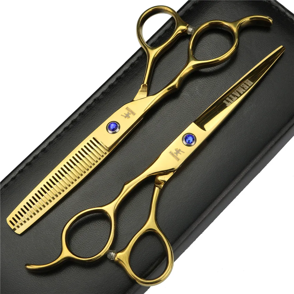 6 дюймов левосторонние ножницы для волос набор парикмахеров Профессиональные Парикмахерские ножницы Япония 440C режущие и истонченные ножницы