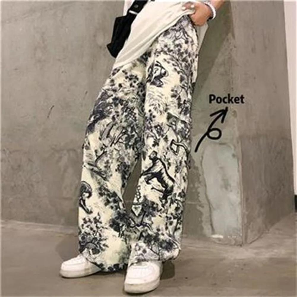 black cargo jeans Retro Patter Male Loose Cargo Pants Men High Street Straight Dance Pants Men Casual Loose Sweatpants Male Gothic Streetwear stone island cargo pants