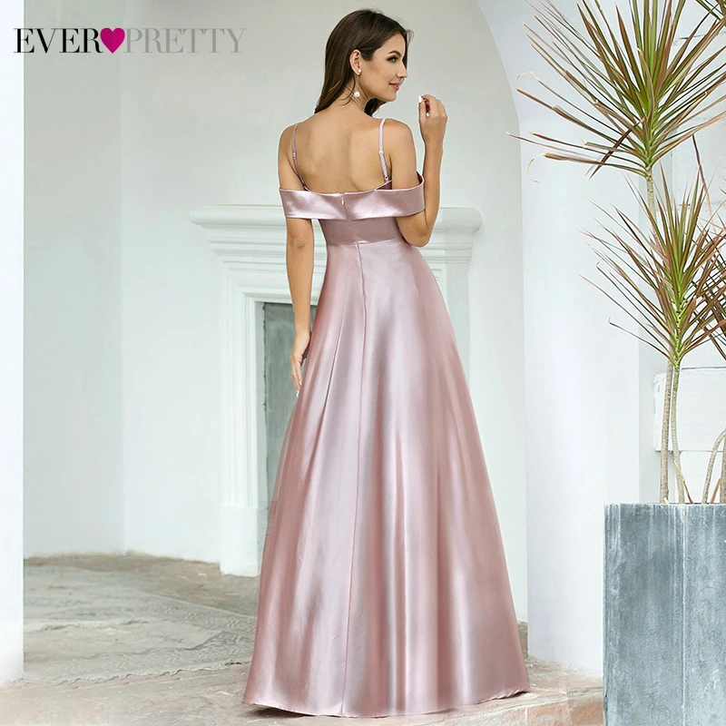 US $35.35 Elegant Mauve Evening Dresses Ever Pretty ALine Spaghetti Straps Ruched Off Shoulder Formal Satin Gowns Robe De Soiree 2020