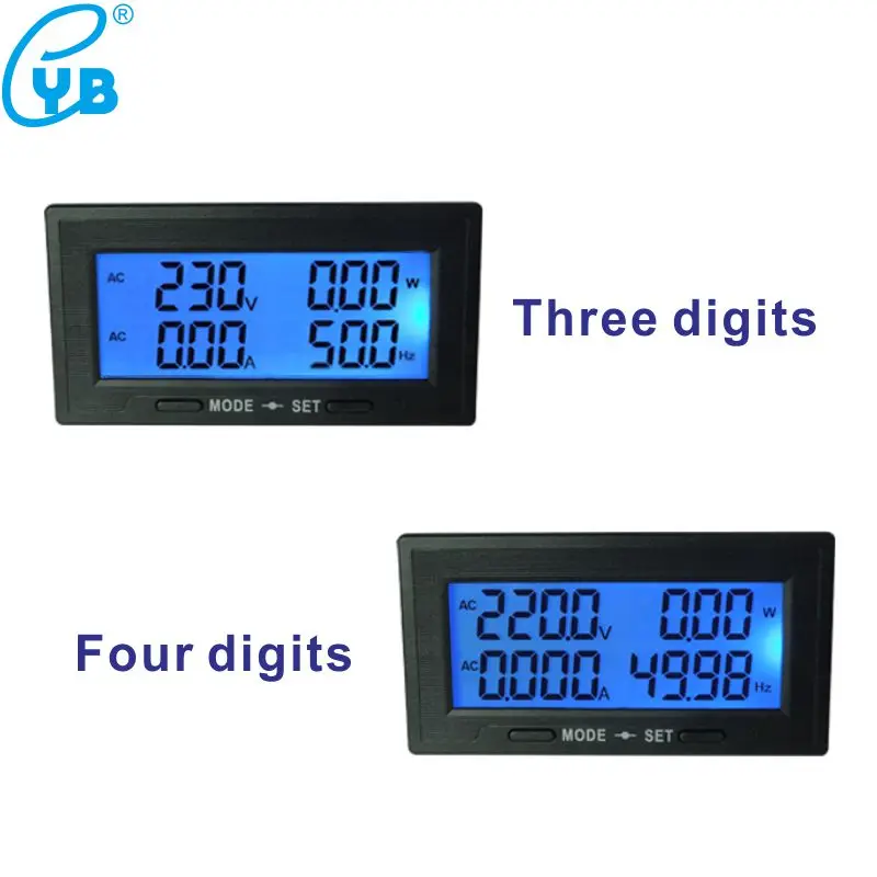 AC 0-500V Digital Voltmeter Ammeter 0-20A 100A 200A 500A 1000A Voltage Current Wattmeter Energy Frequency Power Meter DC8-18V