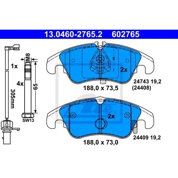 Колодки дисковые передние Audi A6/quattro/A7 Sportback 2.8FSI/2