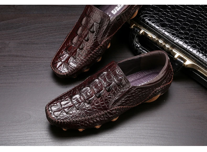 New Men's Octopus Leather Driving Shoes Crocodile Slip On Loafers For Men Casual Shoes Moccasins Business Boat Shoes Big Size 11 (19)