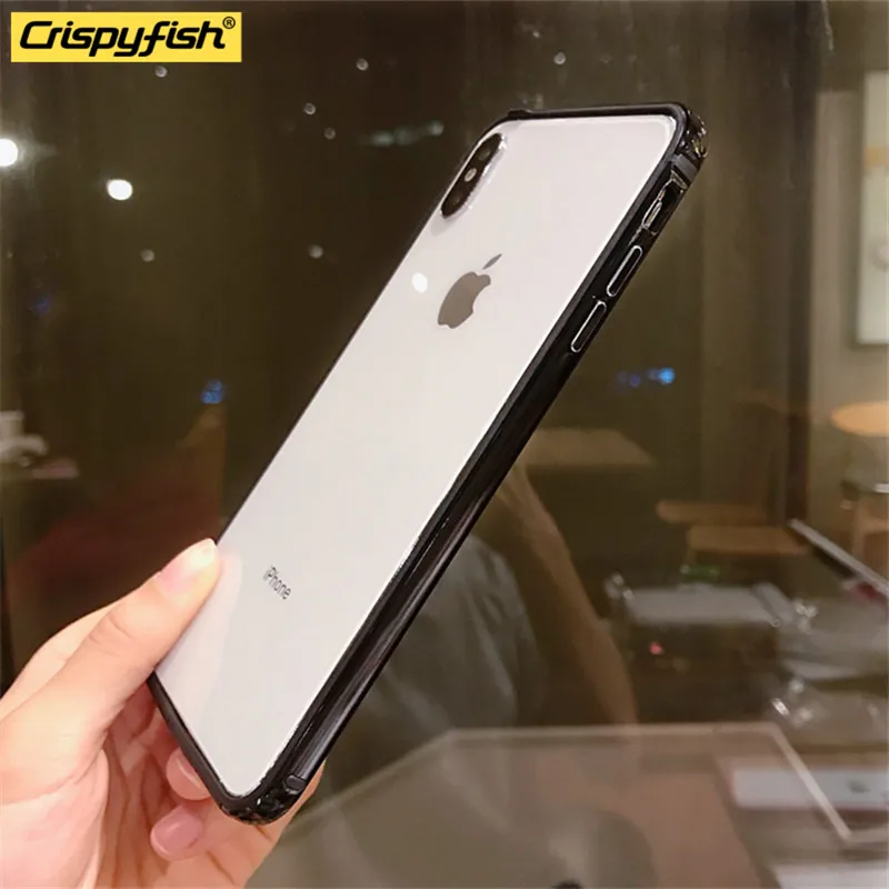 Black Модный простой ТПУ металл рамка для iPhone 5S 6 6s силиконовый чехол для iPhone 7 8 Plus X Xr Xs Max ударопрочный бампер мягкий чехол - Цвет: Black