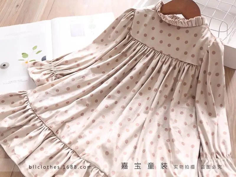 Г. Harajuku/Брендовое осенне-зимнее бархатное платье с длинными рукавами золотого цвета для девочек Детские Модные плиссированные платья принцессы Детские платья в горошек