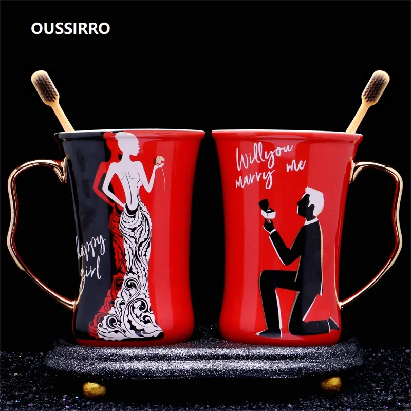 Oussirro 2 шт./компл. парные чашки Керамика Кофе поцелуй Кружка Творческий подарок на день Святого Валентина подарок для свадьбы дня рождения