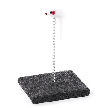 

Pet Cat Toy Funny Feather Mouse Sisal Spring Tray Cat Scratch Board Black Square Puzzle To Add Life Fun