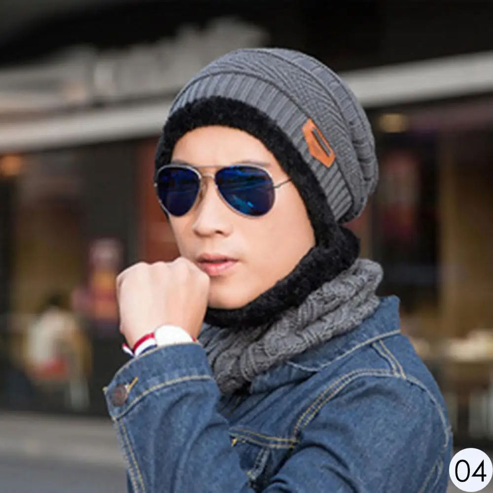 Зимние шапки для мужчин Skullies Beanie шапка зимняя шапка для мужчин и женщин шерстяной шарф шапка s Набор Балаклава маска Gorras Bonnet вязаная шапка - Цвет: 04