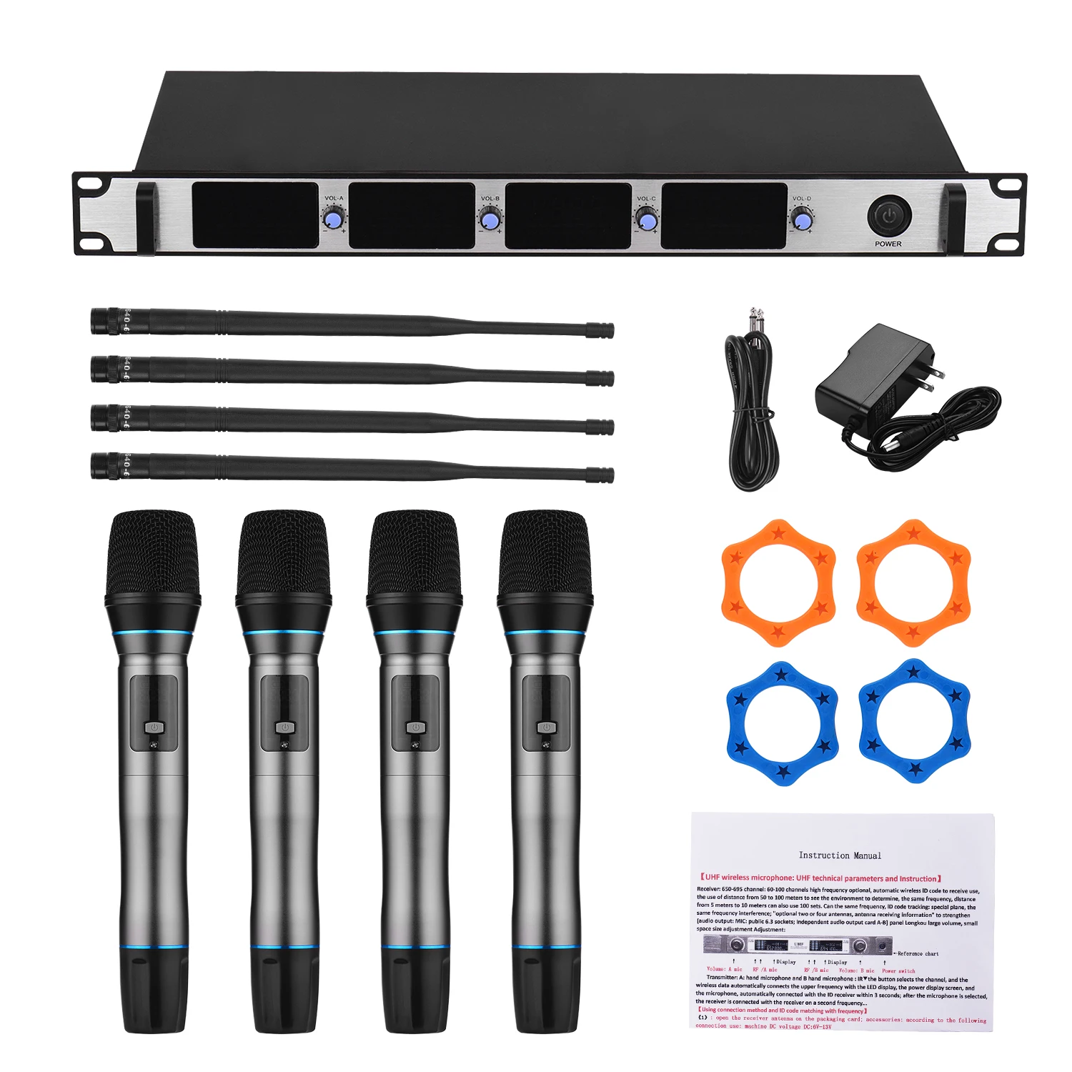 Профессиональный Беспроводной микрофон Системы 4-канальный UHF беспроводной