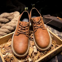 Новые осенние Для мужчин, в европейском и американском стиле; ботинки martin Повседневное на низком каблуке кожаные сапоги модные Для мужчин; неутепленные Сапоги Одежда сапоги