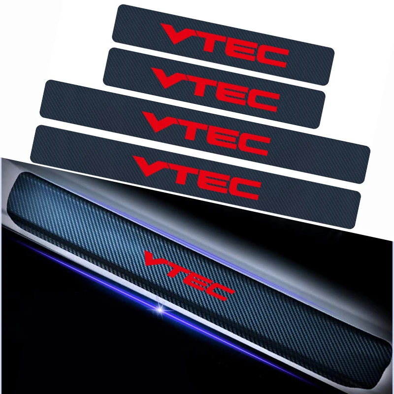 

4Pcs Carbon Fiber Vinyl Anti scratch scuff pedal sticker Car Styling VTEC Emblem For Honda Civic Accord Odyssey Spirior CRV SUV