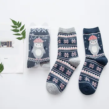 

2pairs Cartoon Animal Socks Women Harajuku Long Cotton Socks Femme Christmas Funny Socks Warm Calcetines Mujer