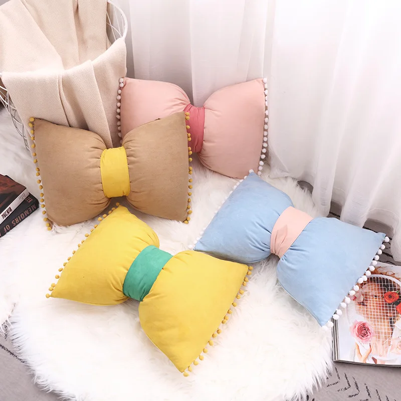 Summer Soft Velvet Bow Car Headrest Neck Pillow Plush Sofa Throw Pillow  Cushion Office Waist Pillow Detachable Washable Pillows - AliExpress