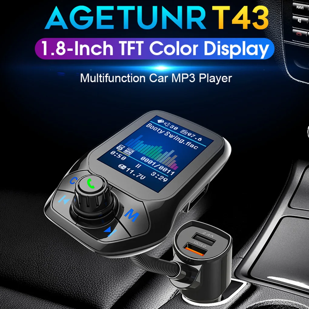 Car MP3 Player Bluetooth Handsfree Speaker Screen Display Dual USB Port Phone Charger AUX Music Player