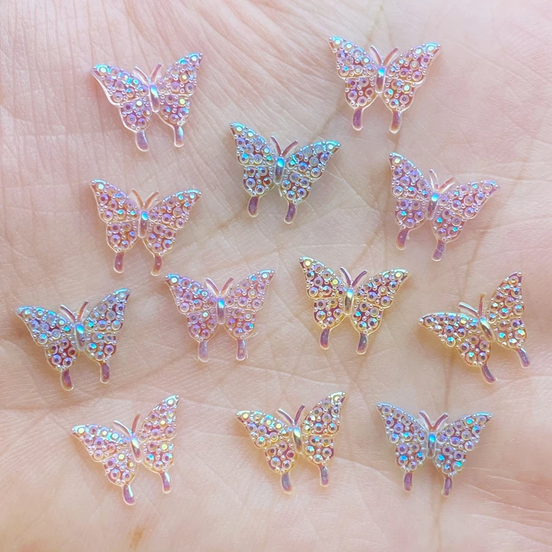 

100Pcs New Cute Mini Shiny Little Butterfly Resin Figurine Crafts Flatback Cabochon Ornament Jewelry Making Hairwear Accessories