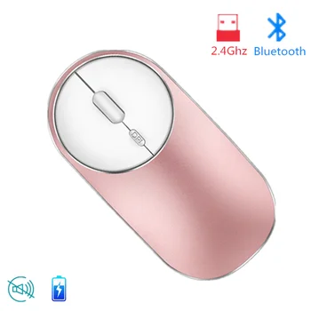 

Bluetooth Wireless Silent Mouse Rechargeable Ergonomic 3D Computer Mause Pink BT USB Dual Mode Mice For Xiaomi Phone iPad Girl