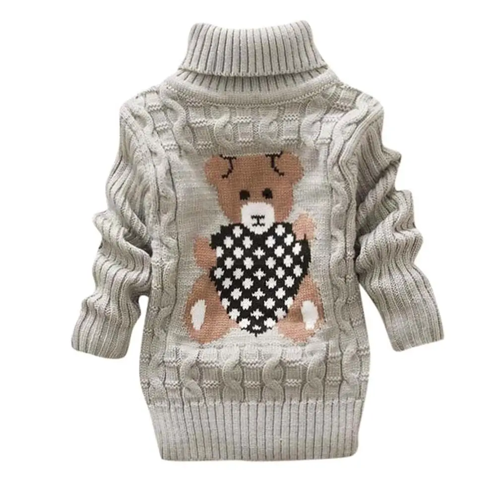 Gray Sweater Свитер; коллекция года; сезон осень-зима; детские вязаные пуловеры с высоким воротником для маленьких мальчиков и девочек; теплые плотные свитера с высоким воротником; От 2 до 8 лет свитер - Цвет: Gray Sweater