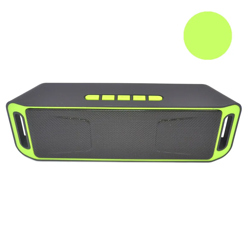 S208 портативный открытый Bluetooth динамик Колонка HD стерео бас беспроводной звуковой ящик TF/FM/U диск MP3 плеер громкоговоритель с микрофоном - Цвет: Green SC208