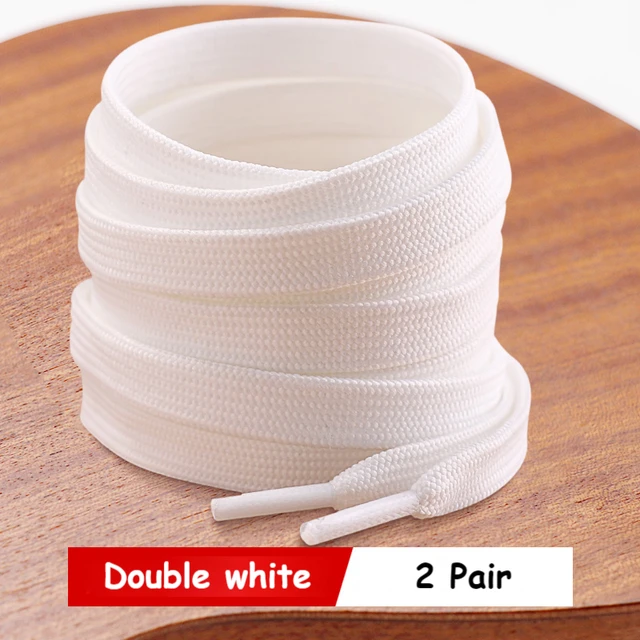 Classic Shoe laces White Black Flat Shoelaces for Sneakers laces Shoe Strings 70/90/100/120/140/160CM High-quality Shoelace 2 pair Double white