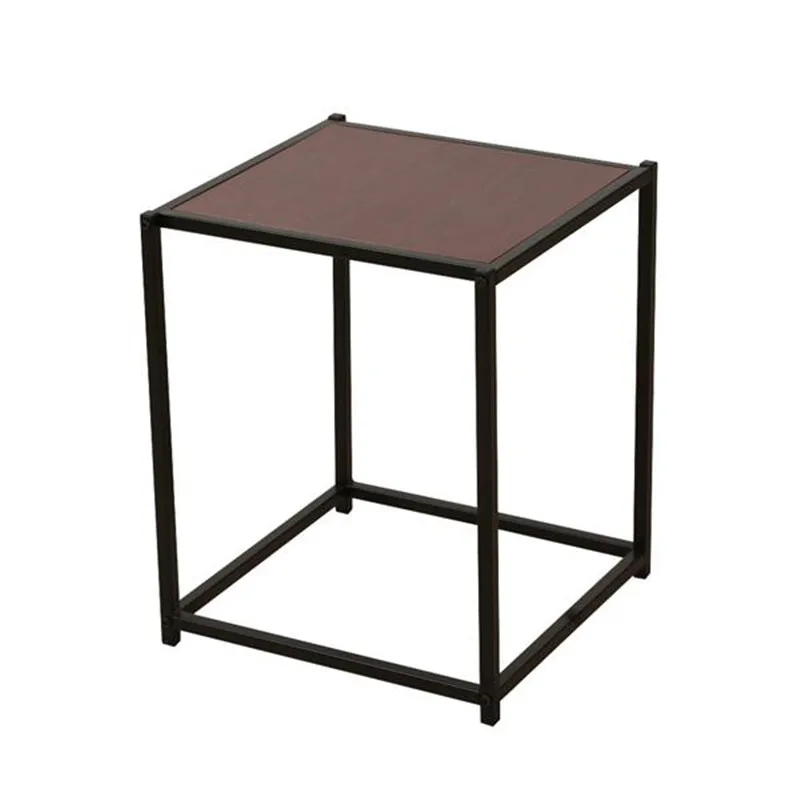 

Rustic Iron Frame Wood Grain Veneer Surface Side Table End Table Sapele Color