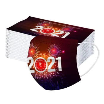 

50pcs Adult New Years Facemasks 2021 Disposable Breathable Masks Three Layer Non-woven Mask Elastic Earloop Mascarillad Маска