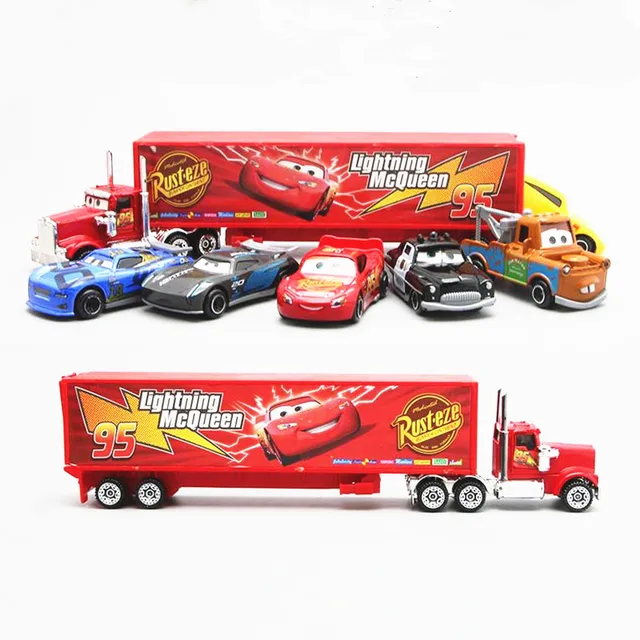 New 7 Piece / Set Disney Pixar Car 3 Lightning McQueen Jackson Storm Material Mack Uncle Truck 1:55 Die Casting Metal Car Model 2
