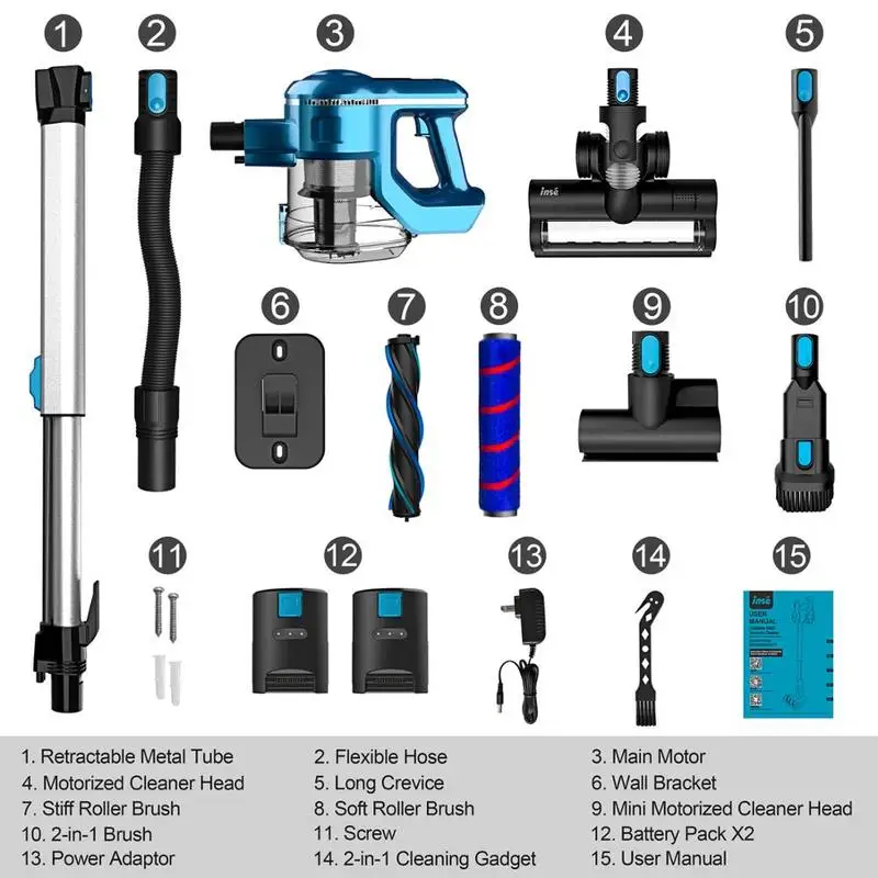 US $250.59 Cordless Vacuum Cleaner 23Kpa250W Brushless Motor Stick Vacume Up To 40 Mins Runtime 2Sets2500mAh Rechargeable Battery S6P