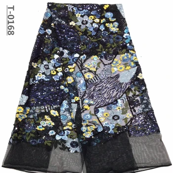 

Latest Flowers French Nigerican Sequin Mesh Lace Fabric High Quality African Laces Fabric Wedding Dress Lace