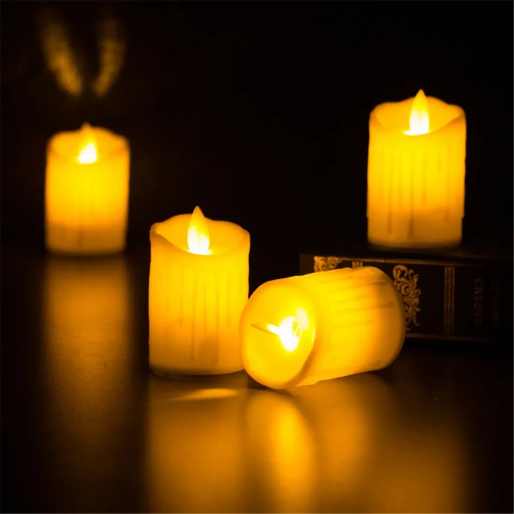 Flameless Candles, Real Wax Pillars LED Candle, Realistic Dancing LED Flames Tea Light Candles, Battery Operated