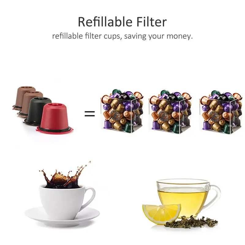 3pcs/lot Round Refillable Reusable Nespresso Coffee Capsule Cafe Filter Pod Cup Replacement Funnel Coffee Filters Basket