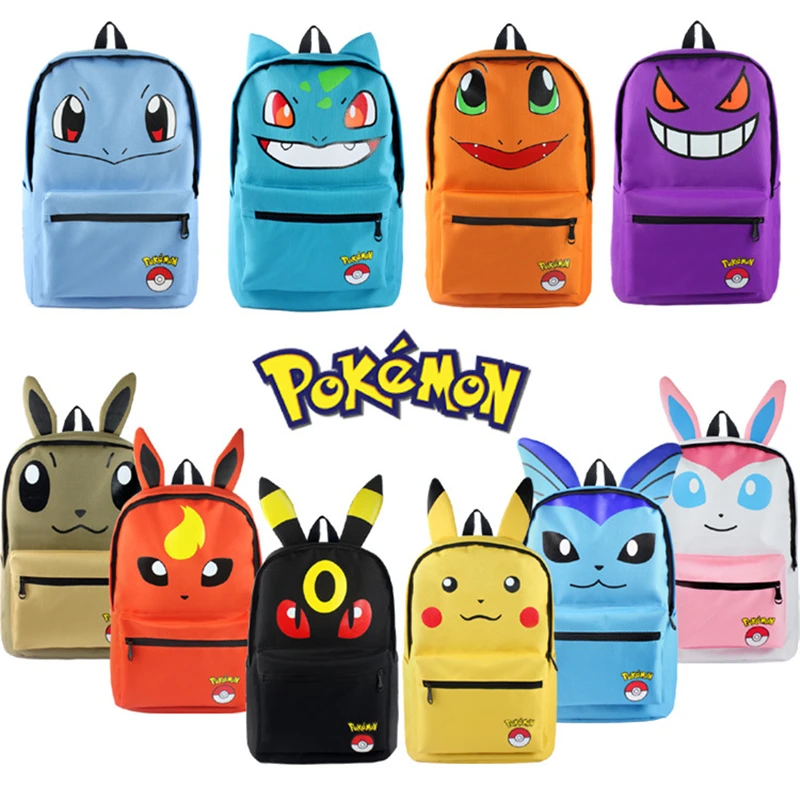 Pokemon Pikachu Haunter Eevee Bulbasaur Canvas Backpack Students Shoulders  Bag Pocket Pokemon Go Haunter Schoolbags Laptop Bags - Animation  Derivatives/peripheral Products - AliExpress