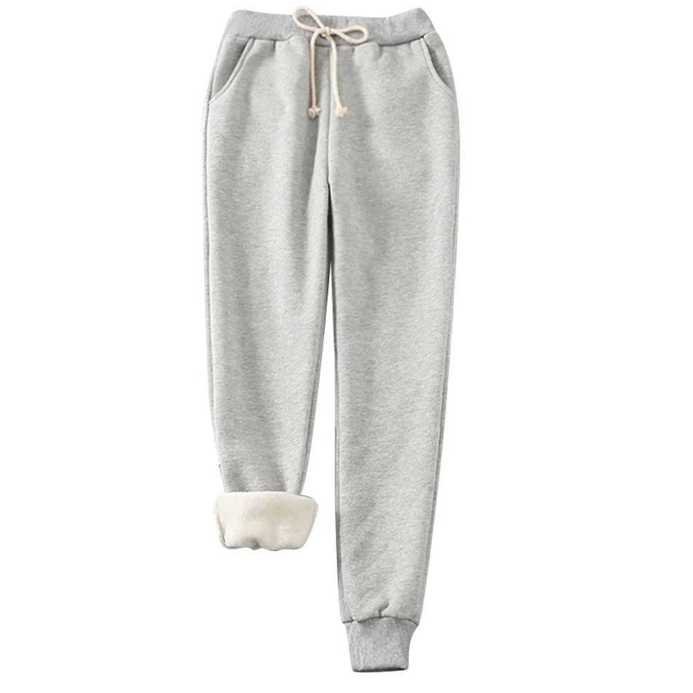 light gray Женские удобные теплые штаны-шаровары, плотные теплые однотонные штаны для занятий спортом, бега, зимы, FH99 - Цвет: light gray