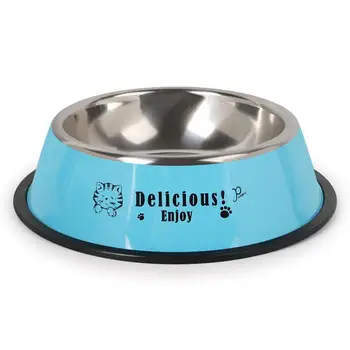 

Pet Bowl Stainless Steel Cute Printed Antiskid Cat Feeder Bowl Dog Food Bowl