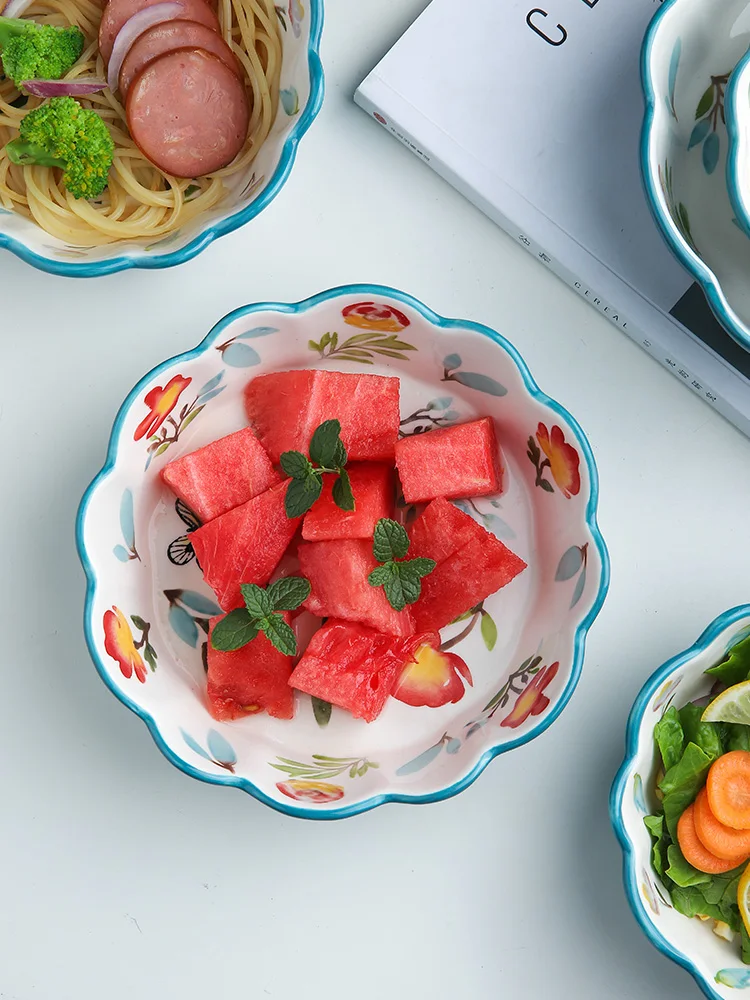 Красивая зеленая посадка его керамическая кухонная миска Салатница десертная чаша кружевная чаша для завтрака рисовая чаша посуда для детей