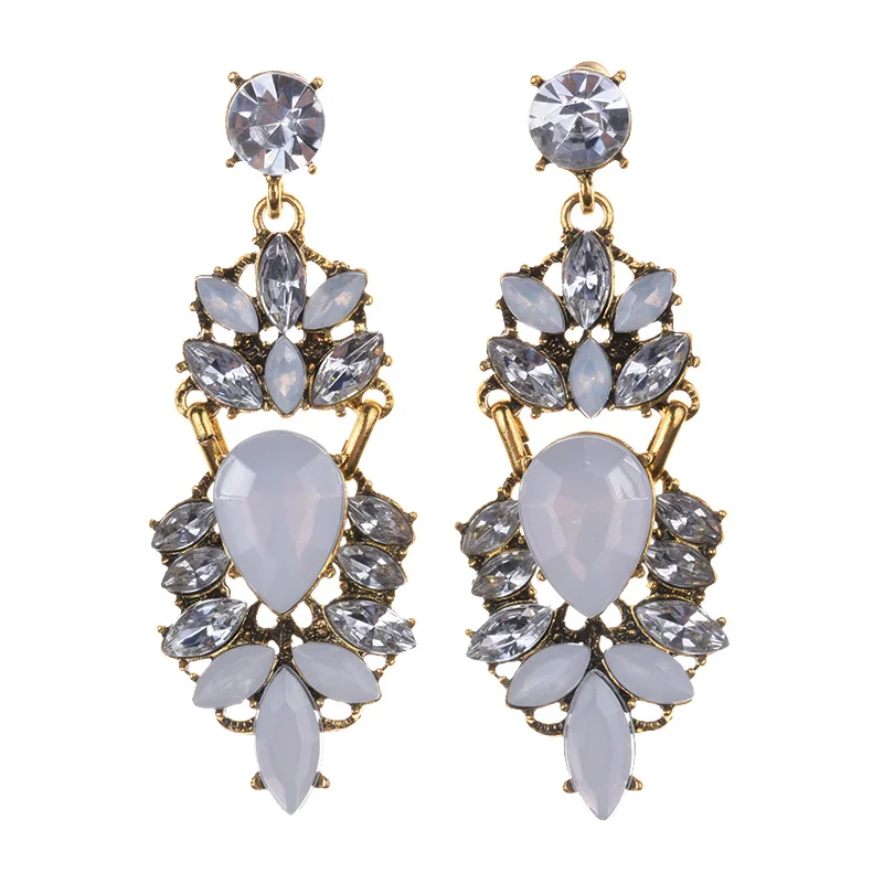 Dangle Earrings Boho Ethnic Water Crystal Drop Geometric Long Women Jewellery
