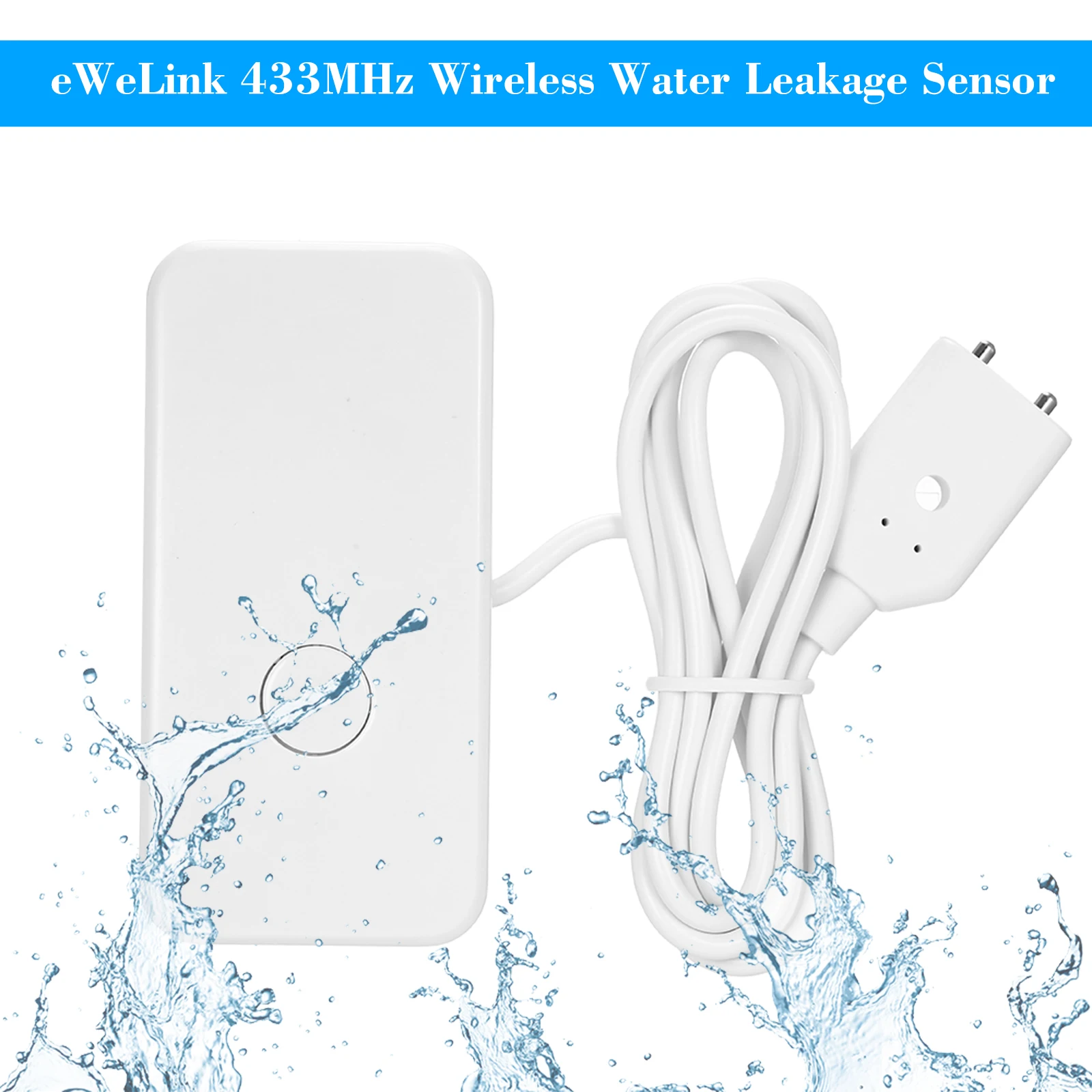 EWeLink-Sensor inalámbrico de fugas de agua, 433MHz, Detector de fugas de agua, alarma de desbordamiento de nivel de agua para casa