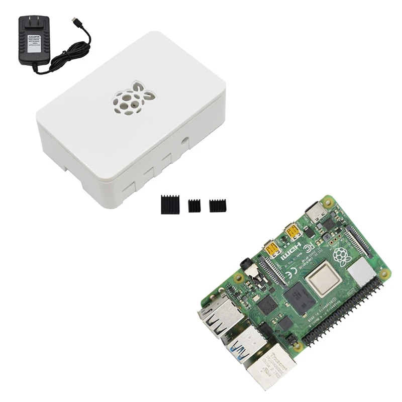 Для Raspberry Pi 4B ABS белый чехол 2G Оперативная память DIY Kit с радиатором 5V 3A Мощность адаптер для Raspberry PI 4 модели B