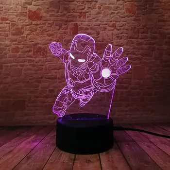 

Marvel Floating Iron Man Figuras 3D Illusion Led Lamp 7 Colorful Changing Nightlight Avengers action & toy figures